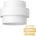 White Handmade TR Fabric 3-Tier Drum Lamp Shade