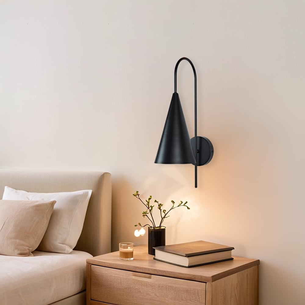 Modern Black Conical Wall Sconce