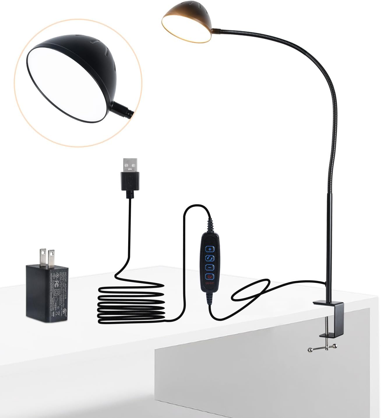 10W 31 Inch Flexible Gooseneck Clamp Desk Lamp