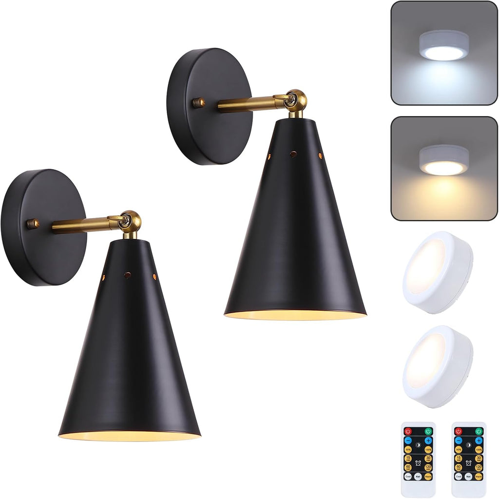 Black Wireless Wall Sconces