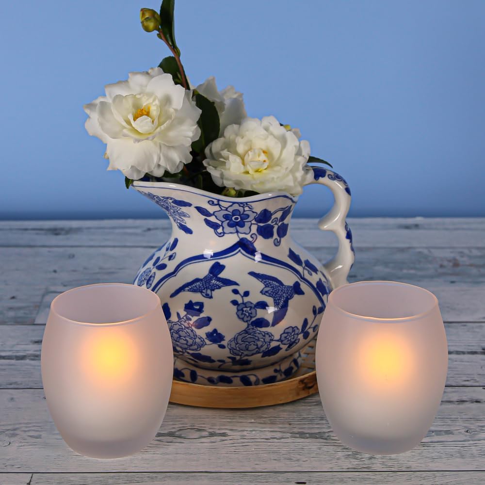Frosted Hurricane Candle Holders