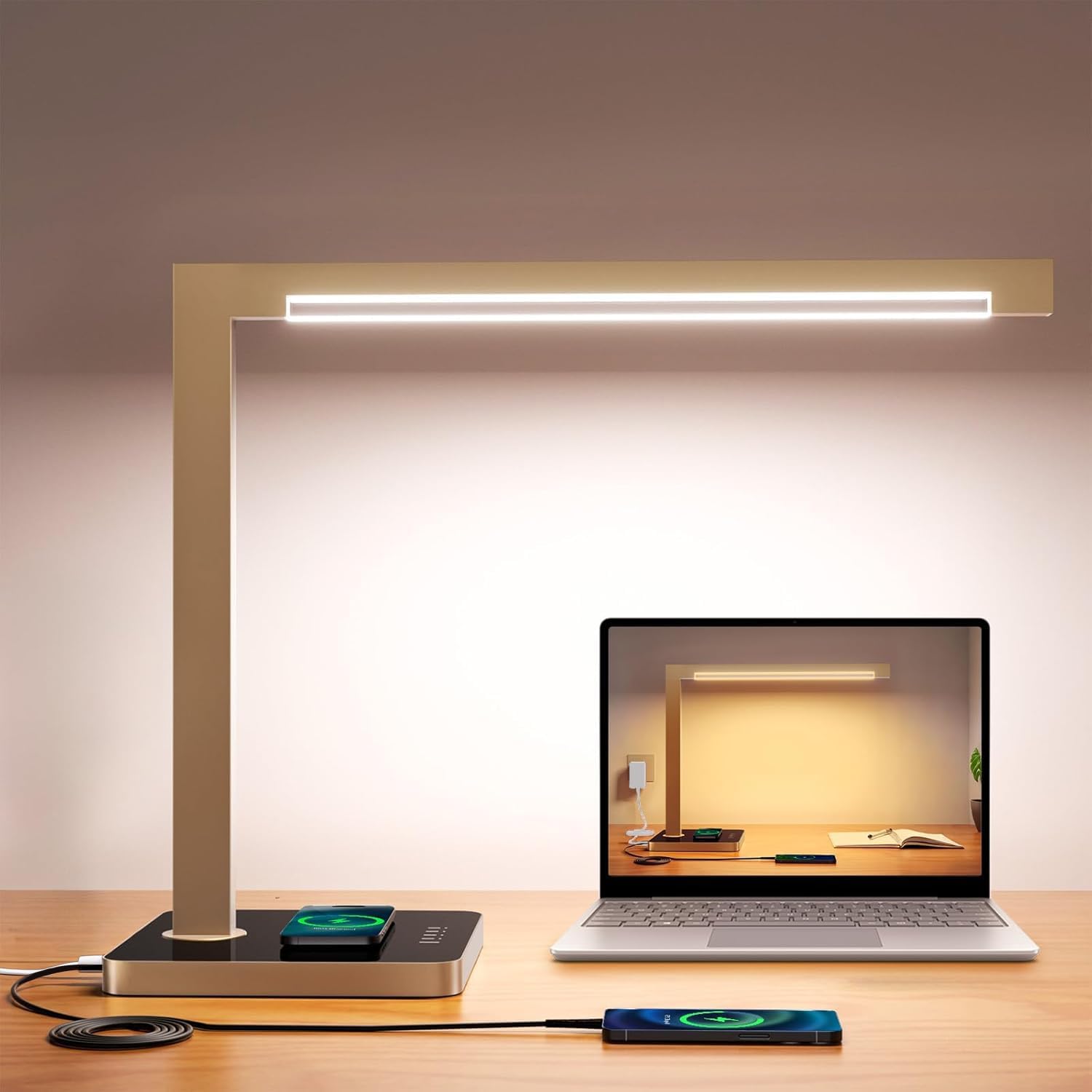 LED Desk Lamp With Type-C Charging Station