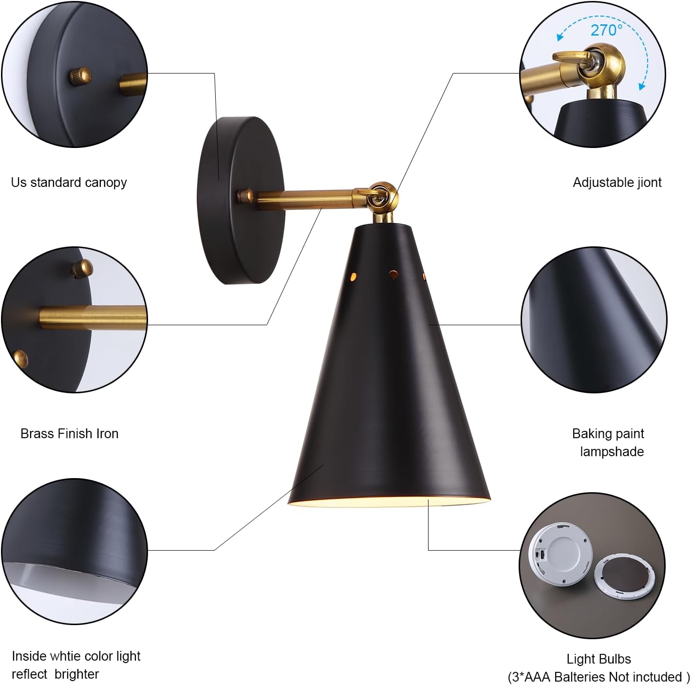 Black Wireless Wall Sconces