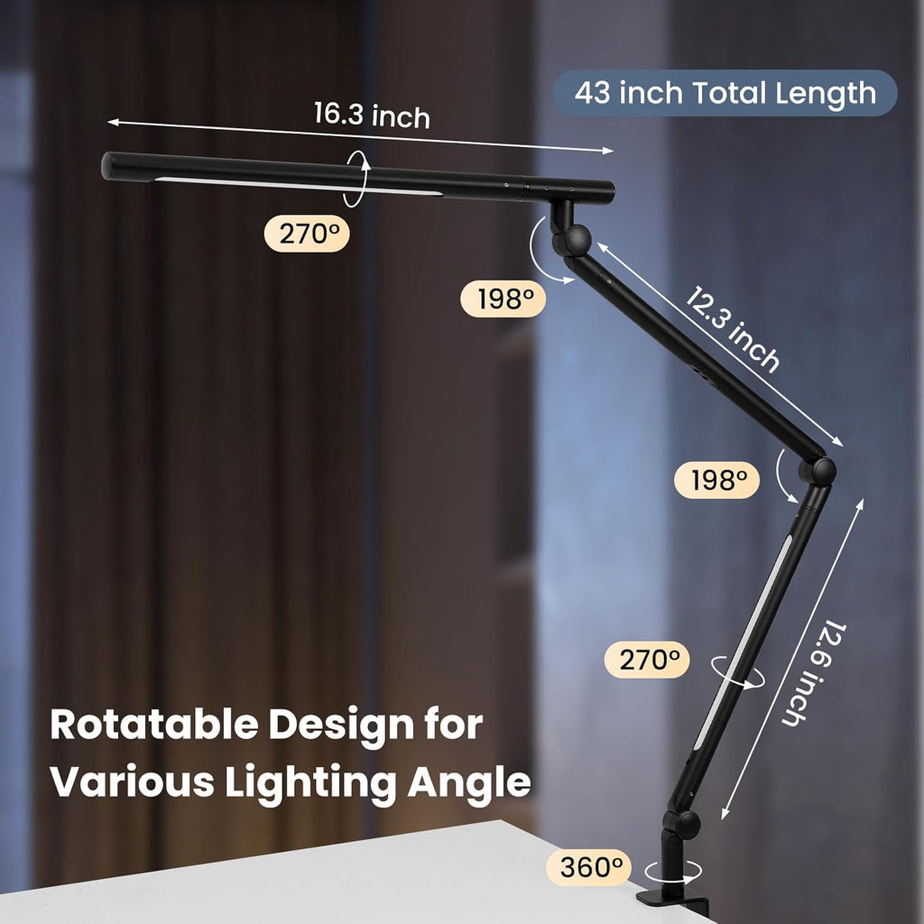 18W RGB Dual Swing Arm Clamp Desk Lamp