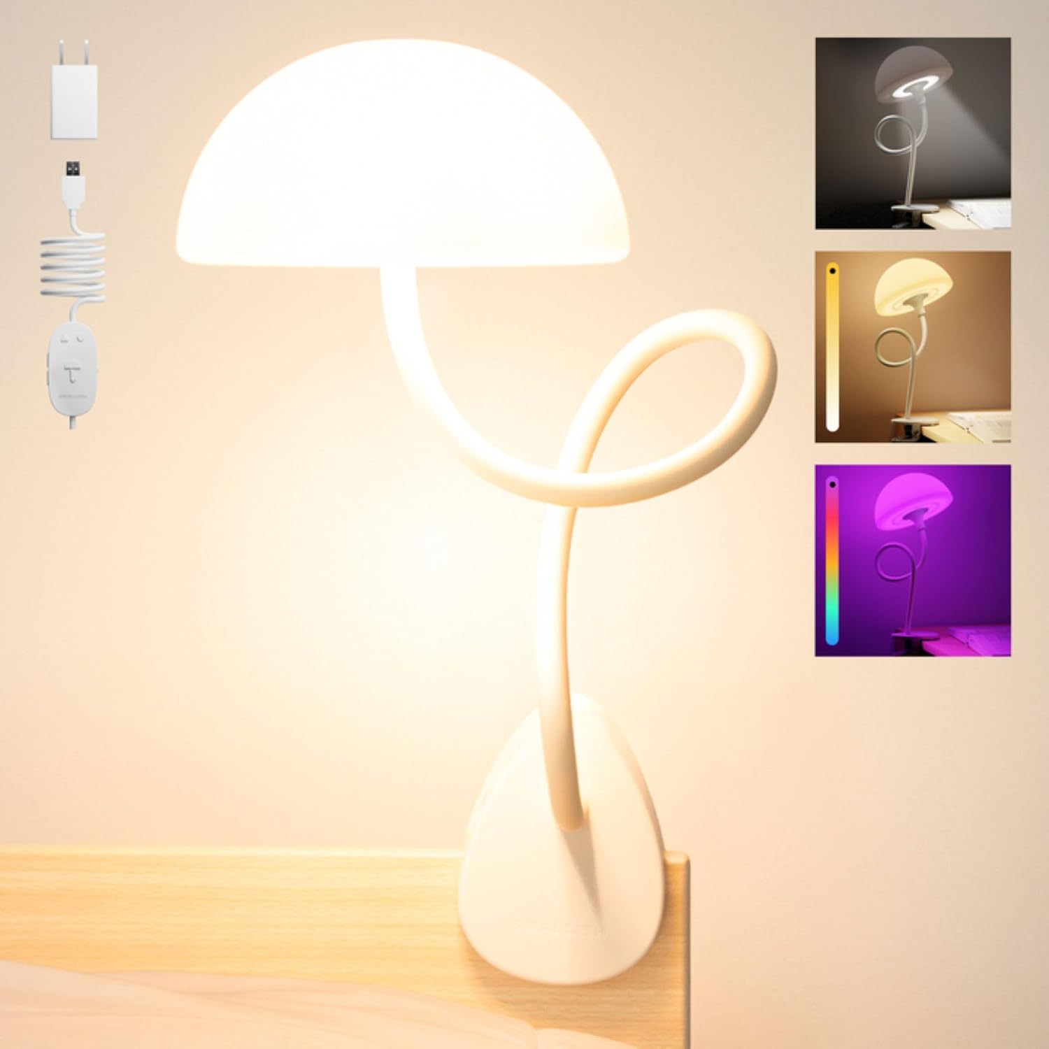 White Multicolor Clip On Reading Lamp