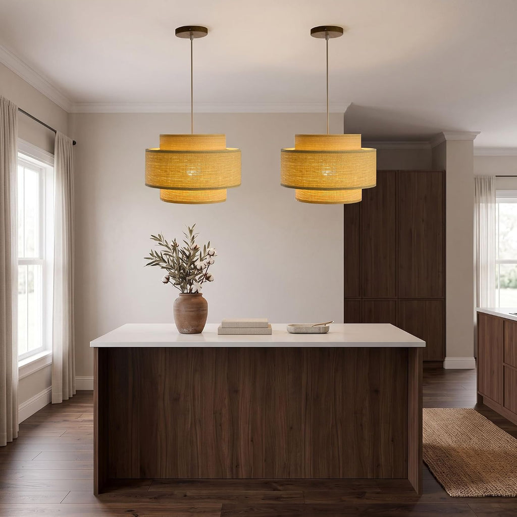 3-Tier Handwoven Bamboo Drum Pendant Light