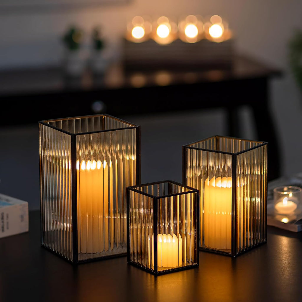 Black Square Hurricane Candle Holders