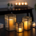Black Square Hurricane Candle Holders