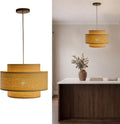3-Tier Handwoven Bamboo Drum Pendant Light