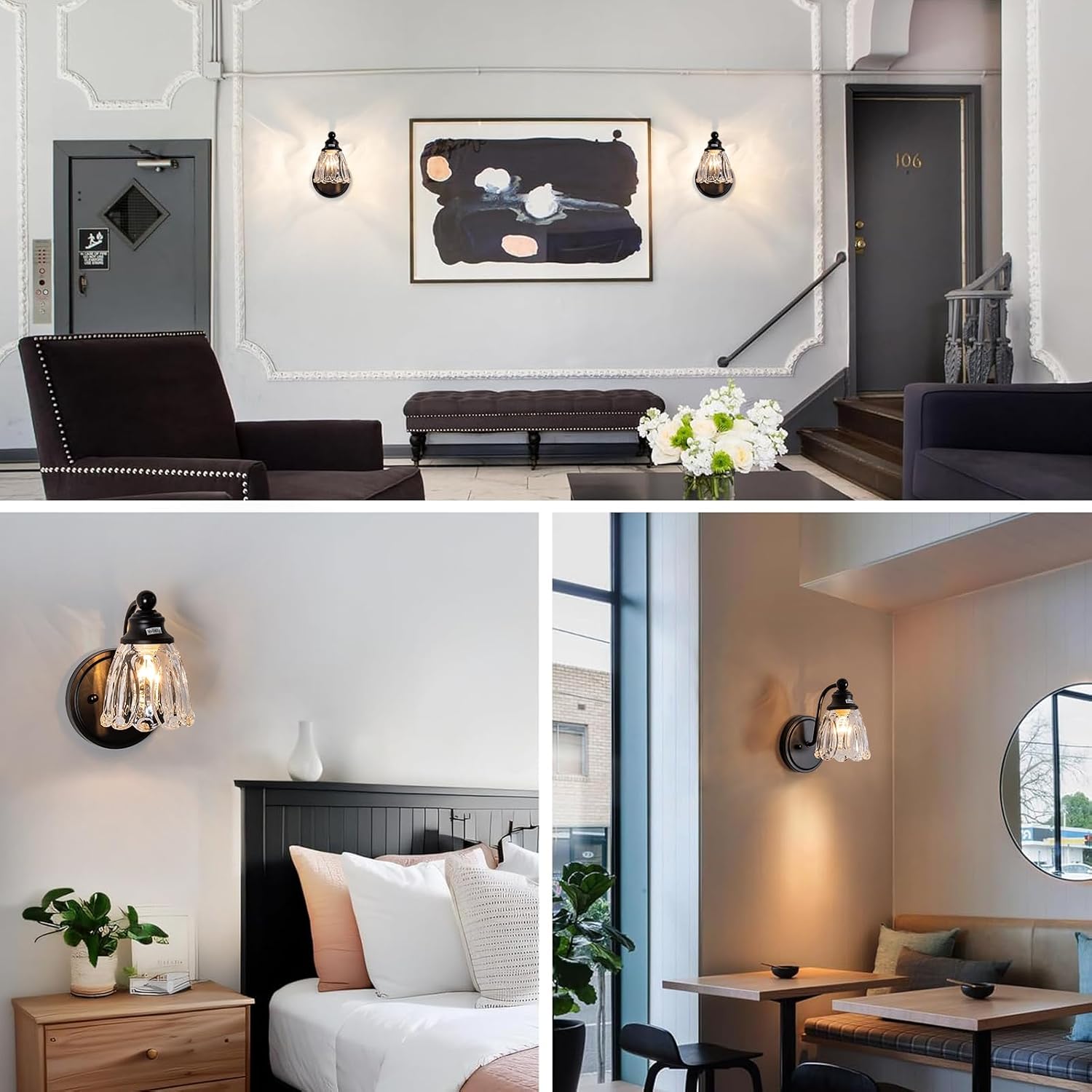 Black Glass Wall Sconces