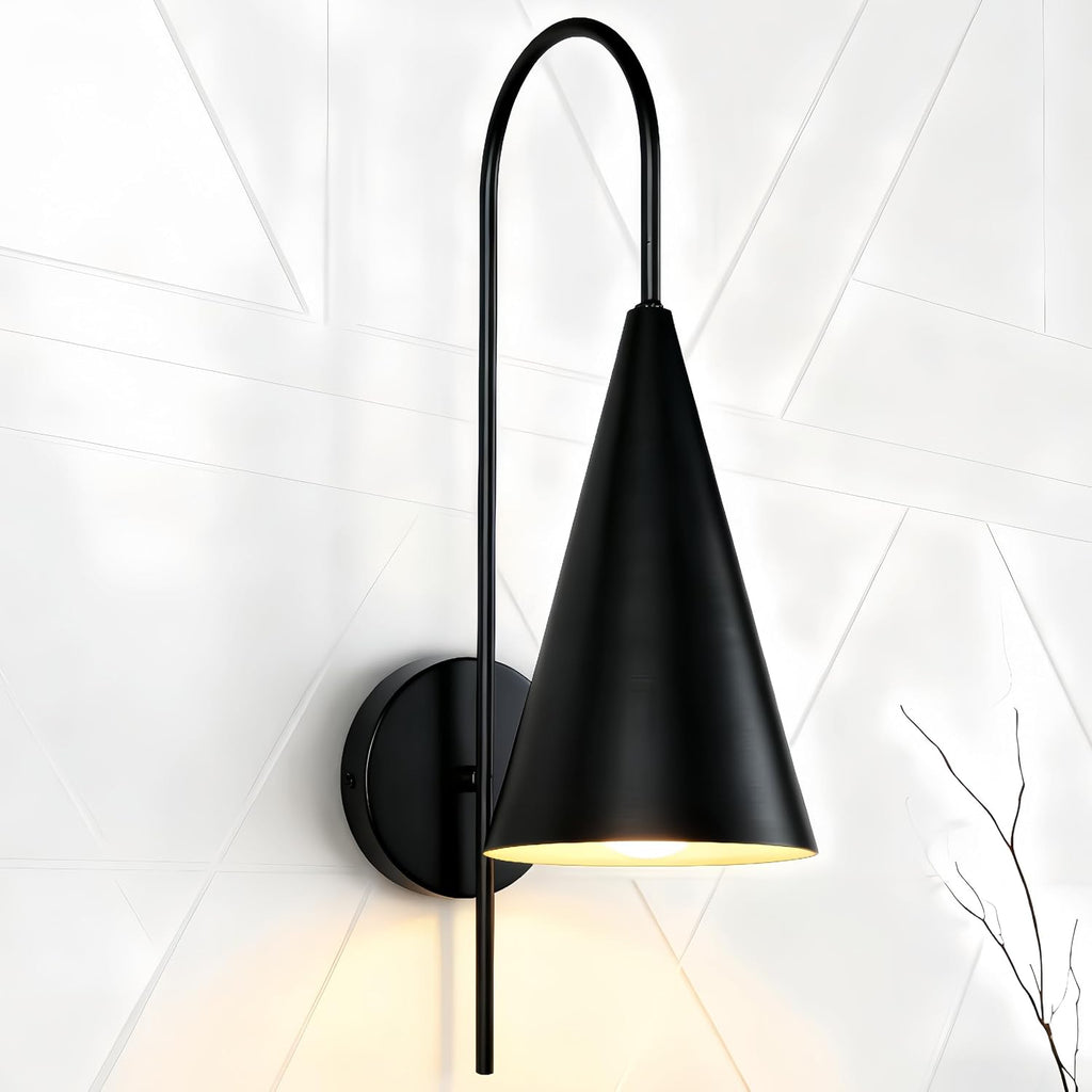 Modern Black Conical Wall Sconce