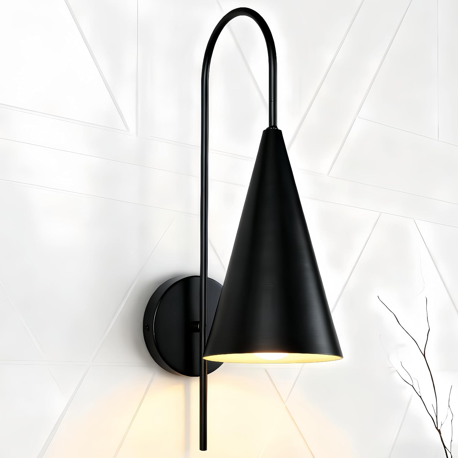 Modern Black Conical Wall Sconce