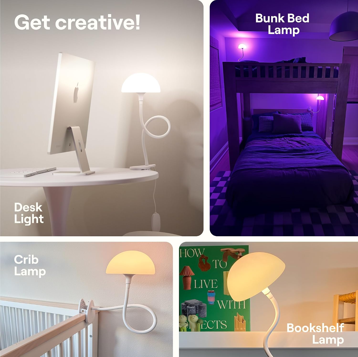 White Multicolor Clip On Reading Lamp