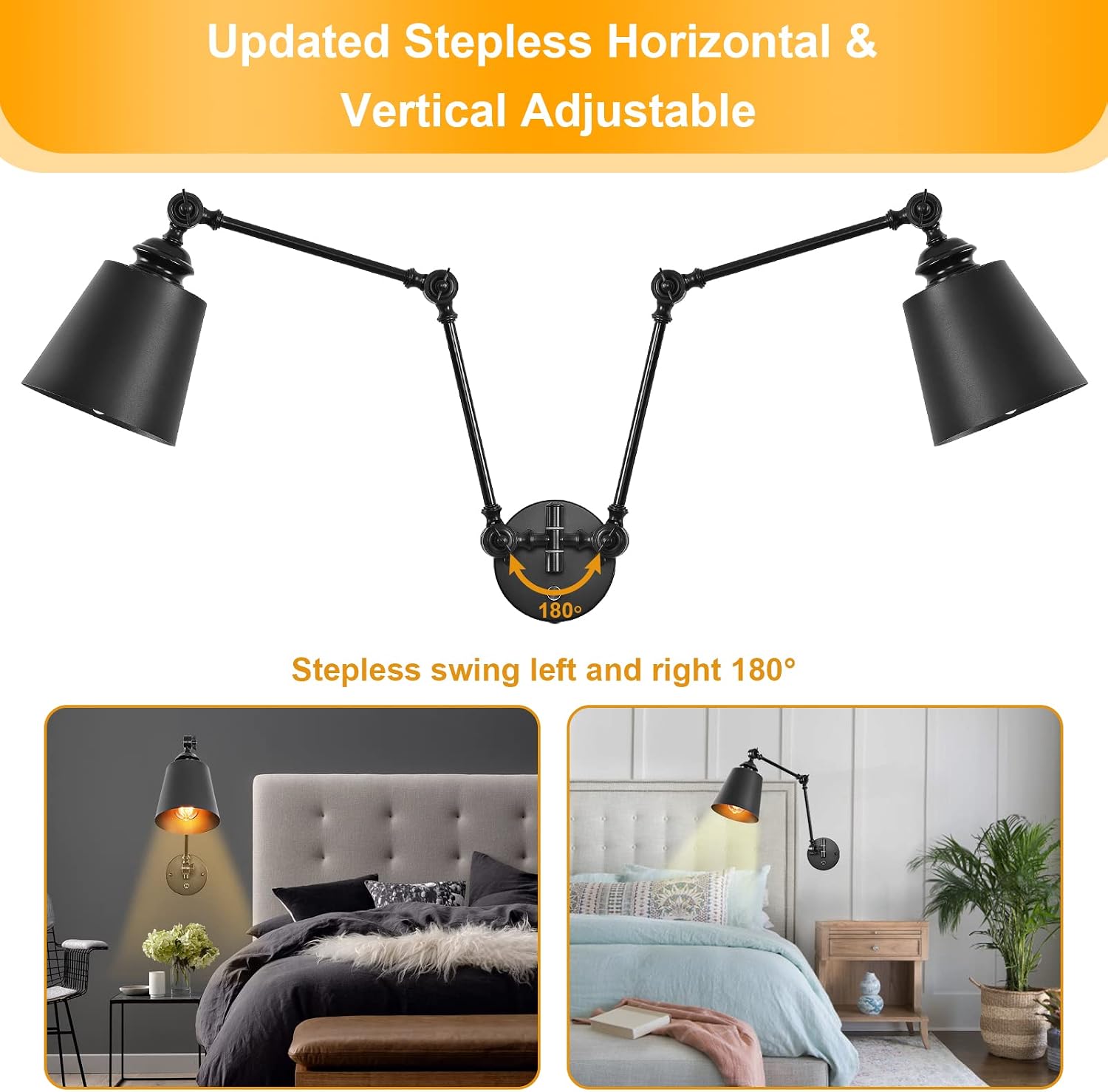 Black Swing Arm Wall Lamps
