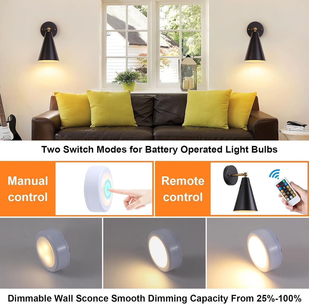 Black Wireless Wall Sconces