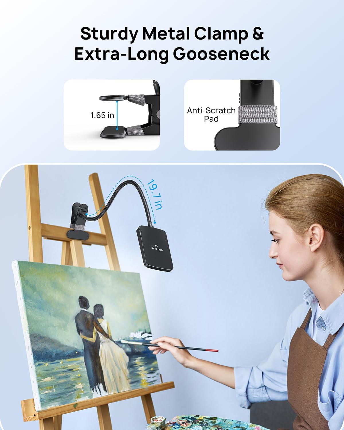 1000LM Long Gooseneck Clamp Desk Lamp