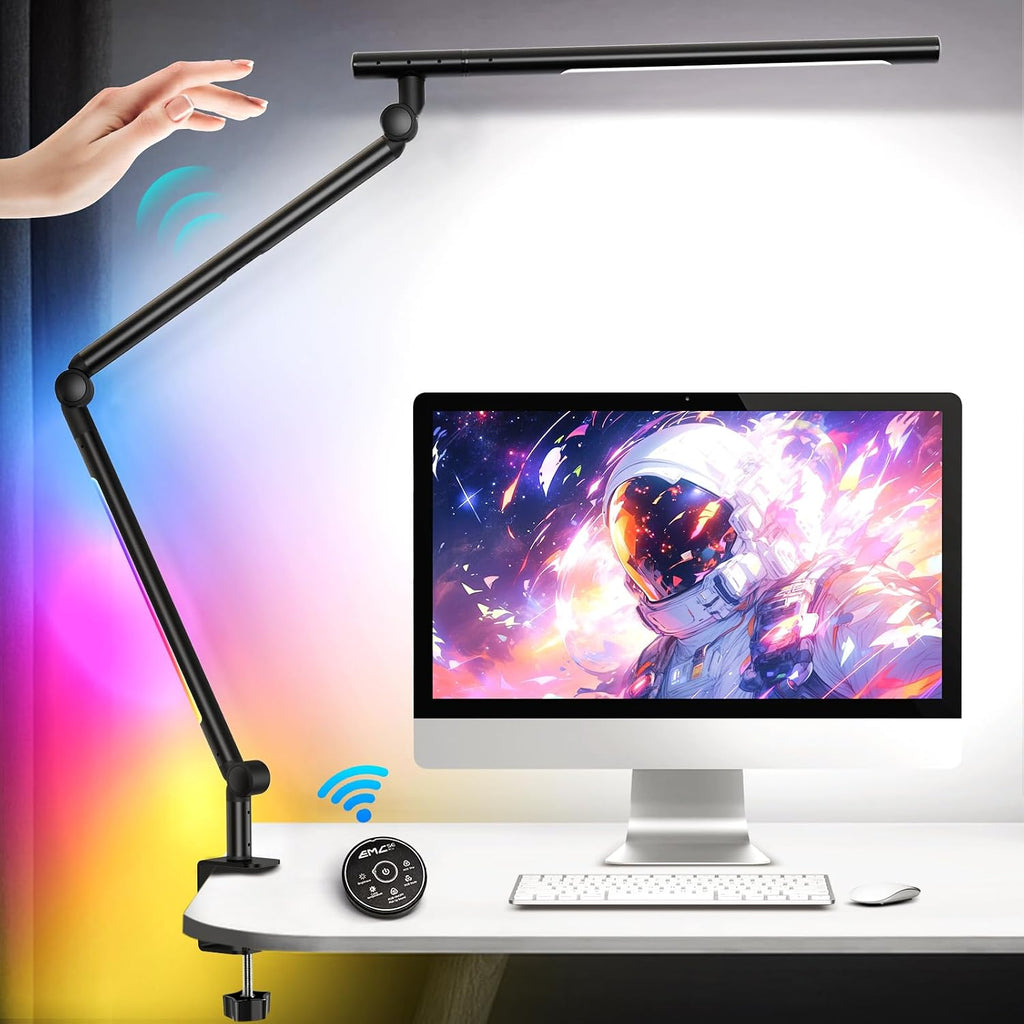 18W RGB Dual Swing Arm Clamp Desk Lamp