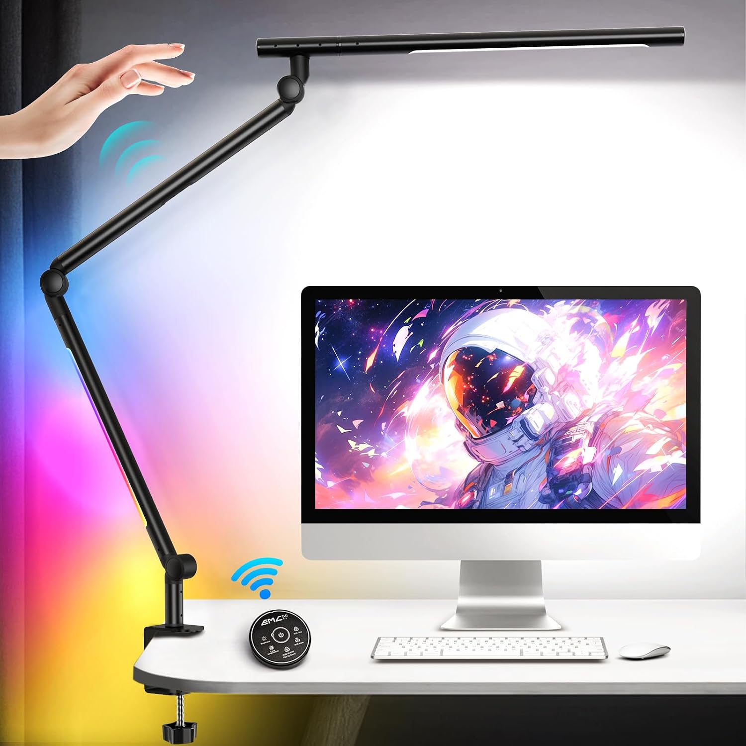18W RGB Dual Swing Arm Clamp Desk Lamp