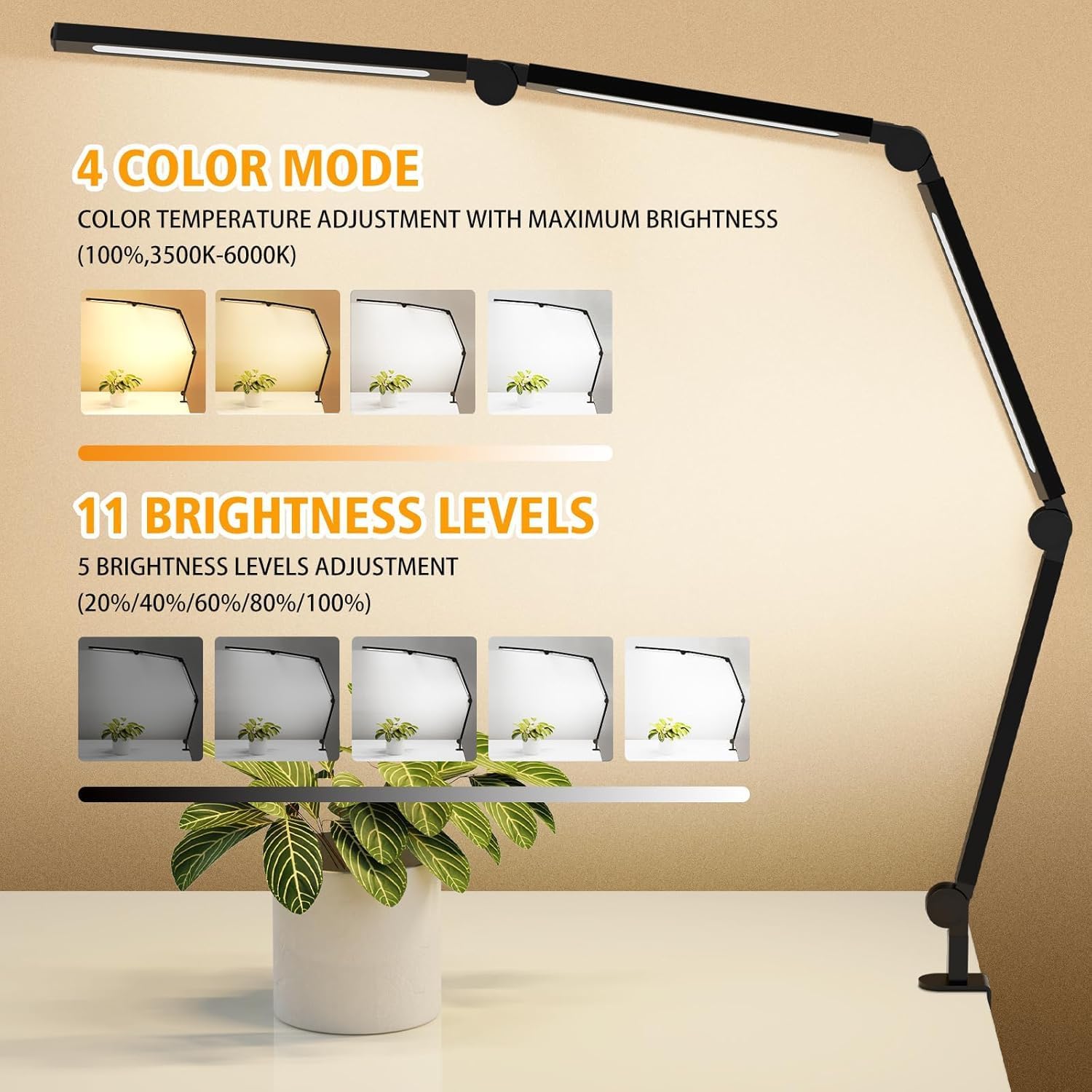 Adjustable Swing Arm Clamp LED Desk Lamp