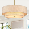 Gold 3-Light Linen Drum Farmhouse Chandelier
