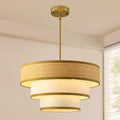 Golden Drum Linen Shade Farmhouse Chandelier
