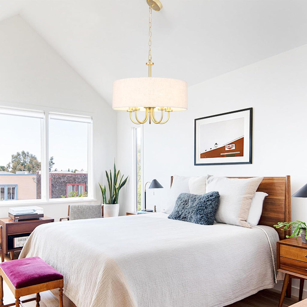 Gold Farmhouse 5-Light Drum Chandelier
