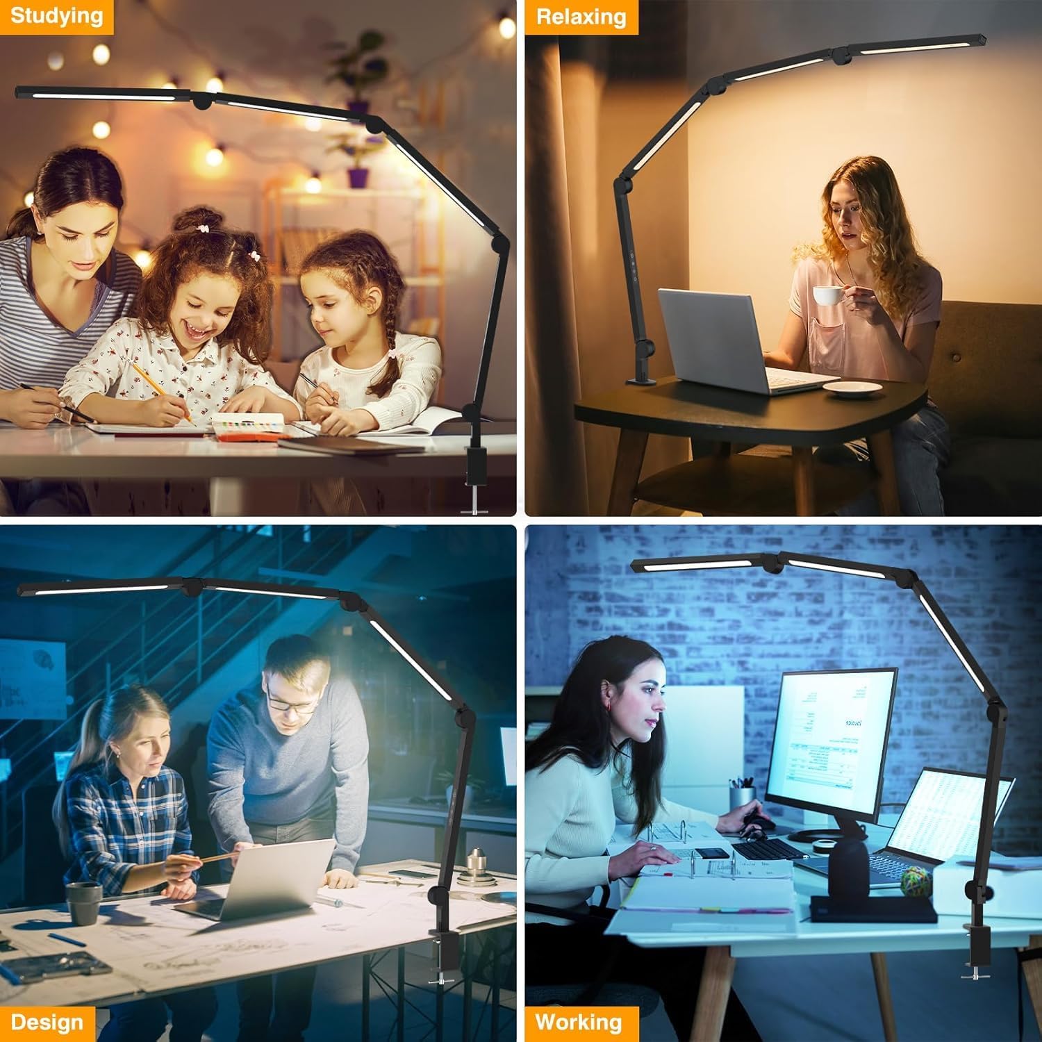 Adjustable Swing Arm Clamp LED Desk Lamp