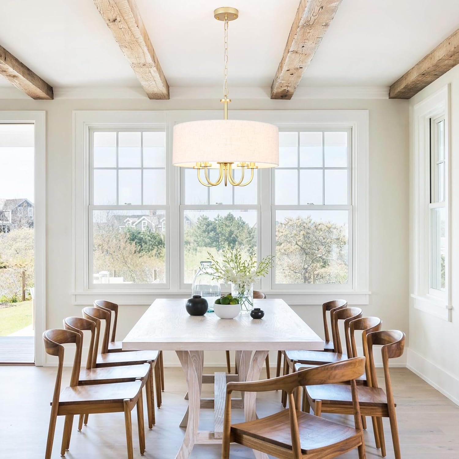 Gold Farmhouse 5-Light Drum Chandelier
