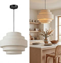 Beige Linen Drum Farmhouse Chandelier
