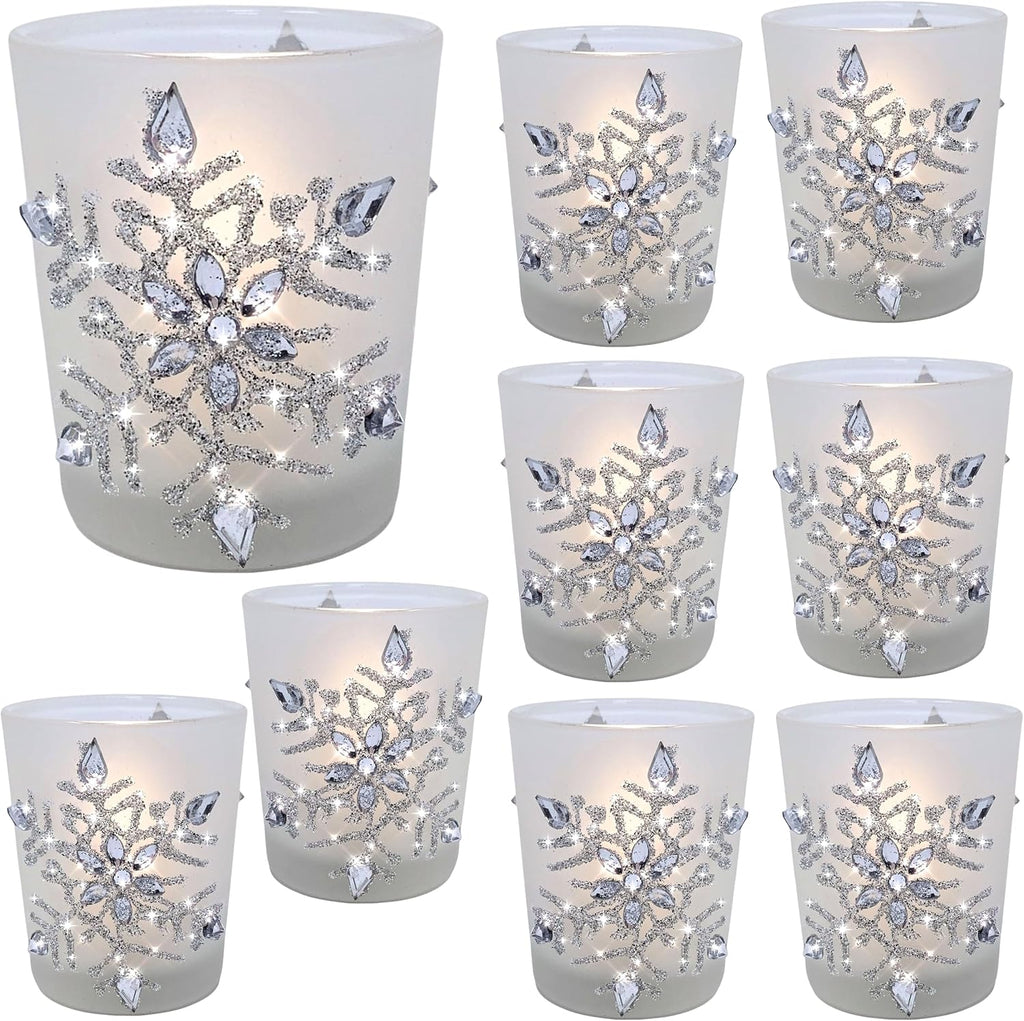 Frosted Glass LED Candle Holders