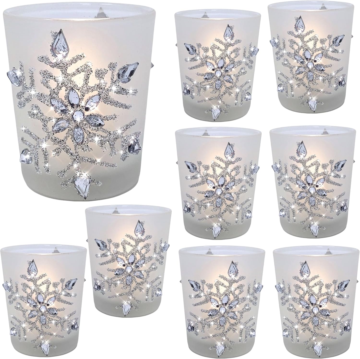 Frosted Glass LED Candle Holders