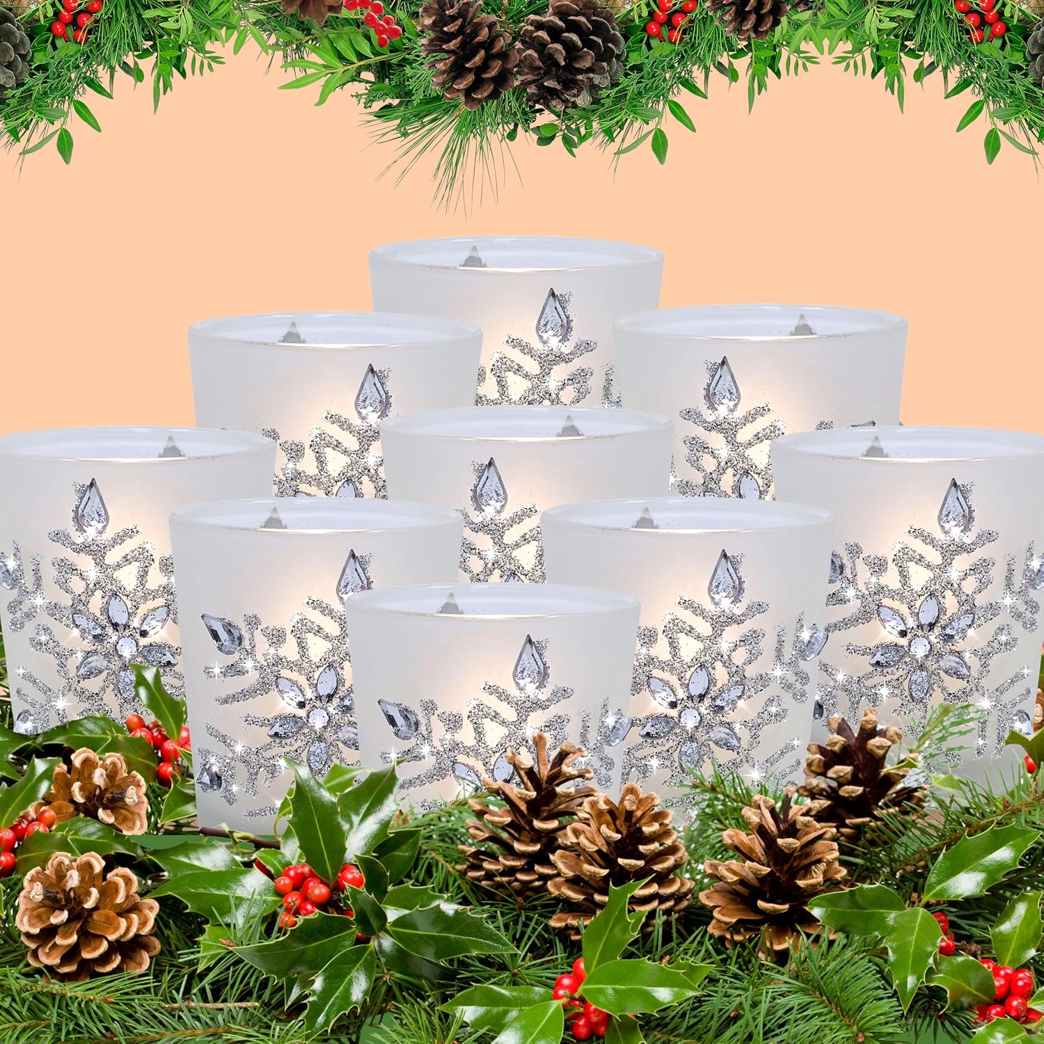 Frosted Glass LED Candle Holders
